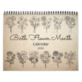 Geburtsblumen-Monat-Boho-Kraft-Kalender Kalender (Titelbild)