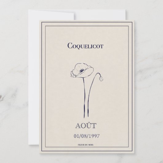 Geburtsblumenkarte August Coquelicot Feiertagskarte (Vorderseite)