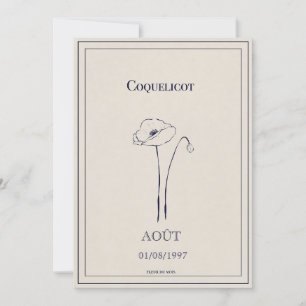 Geburtsblumenkarte August Coquelicot Feiertagskarte