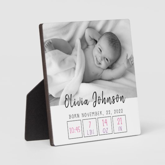 Geburtsdaten eines Neugeborenen Fotoplatte (Vorderseite)