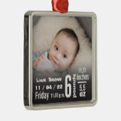 Geburtsdaten von Baby, Geburtsdatum und Weihnachts Ornament Aus Metall (Rechts)