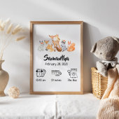 Geburtsdaten von Kinderzimmer-Boho-Waldtieren Poster
