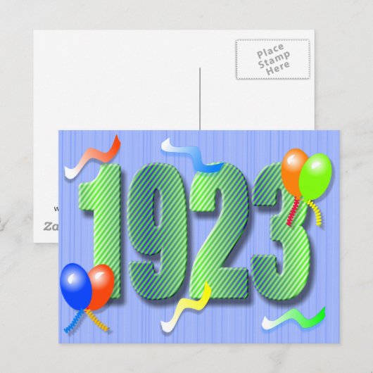 Geburtsdatum 1923 Postkarte (Vorne/Hinten)