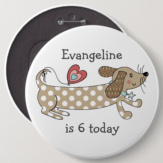 Geburtsdatum der Dackel des Hundes für die benutze Button (Vorne & Hinten)