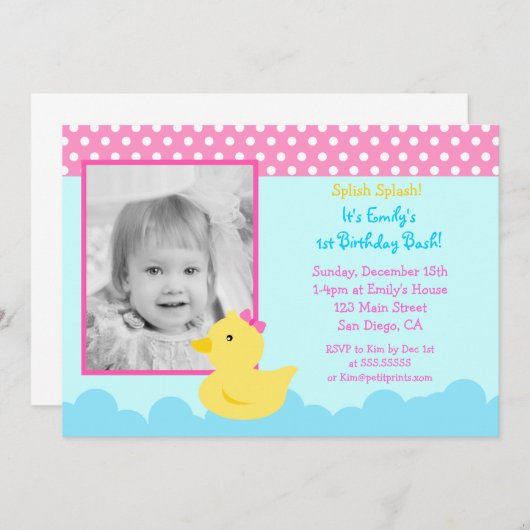 Geburtsdatum der Ente Einladung (Vorne/Hinten)