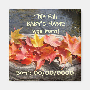 Geburtsdatum des Babys Magnet Herbstblätter Baby g