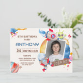 Geburtsdatum des benutzerdefinierten Fotos Einladung (Stehend Vorderseite)