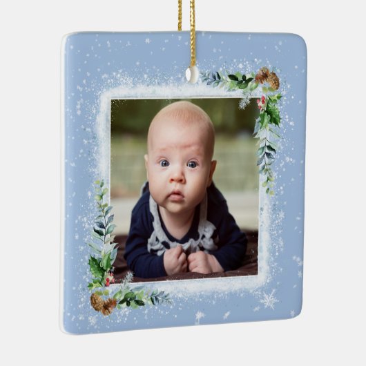 Geburtsdatum des ersten Fotos des Babys Keramikornament (Rechts)