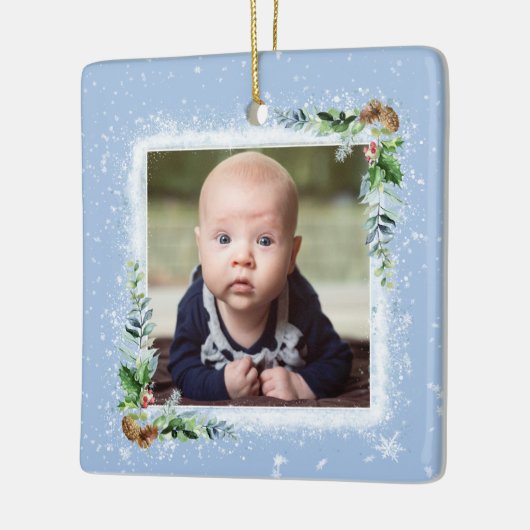 Geburtsdatum des ersten Fotos des Babys Keramikornament (Links)