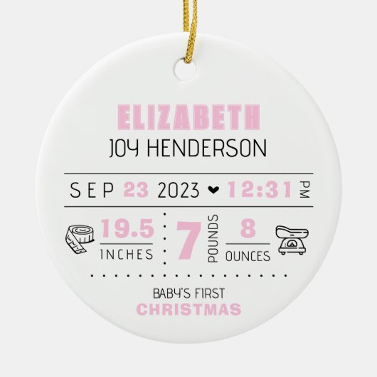 Geburtsdatum des ersten Weihnachtsjubiläums des Fo Keramik Ornament (Vorne)