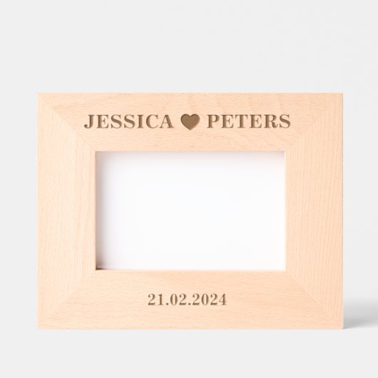 Geburtsdatum des Kindes mit Herz Geätzte Rahmen (Vorderseite)