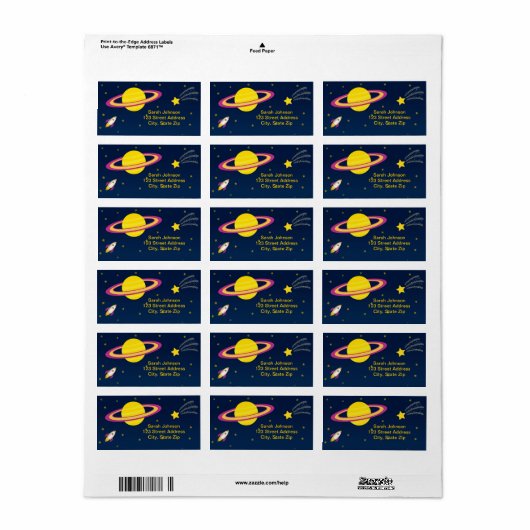 Geburtsdatum des Namens "Fuouter Space Rocket" Adressaufkleber (Vorne)