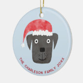 Geburtsdatum des Weihnachtshundes Keramik Ornament (Links)