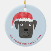 Geburtsdatum des Weihnachtshundes Keramik Ornament (Hinten)