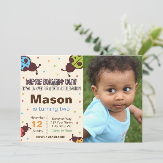 Geburtsdatum Einladung mit Foto (Stehend Vorderseite)