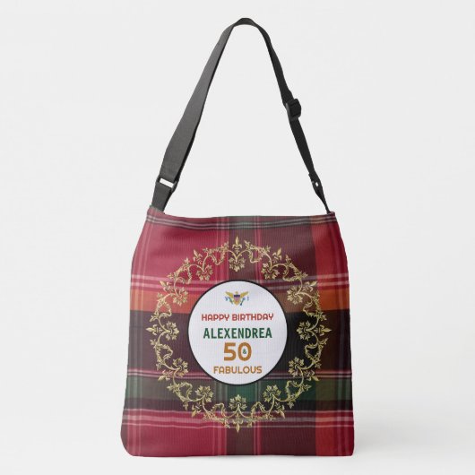 Geburtsdatum Fabulous US Viriginseln Flag Custom Tragetaschen Mit Langen Trägern (Rückseite)