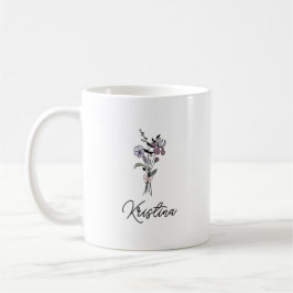 Geburtsdatum Februar Blume & elegante Skriptbezeic Kaffeetasse