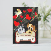 Geburtsdatum Hunde und Katze Tierkarte Dankeskarte (Stehend Vorderseite)