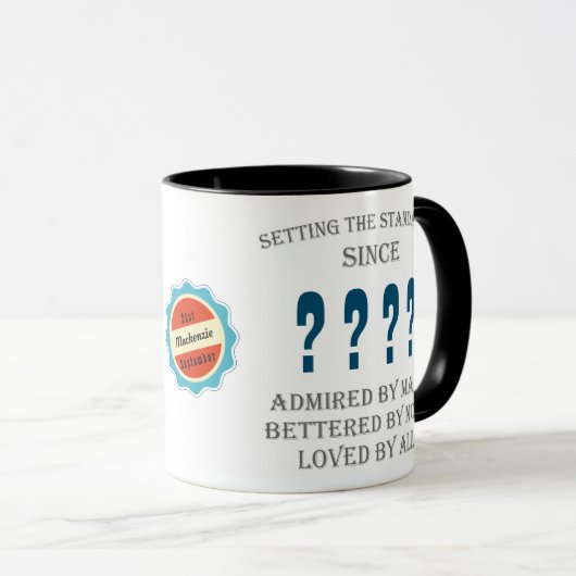 Geburtsdatum Jahresname Liebe Vater Blau Tasse (VorderseiteRechts)