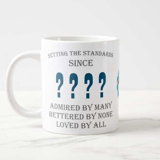 Geburtsdatum Jahresname von allen Vätern blau Jumbo-Tasse (Links)