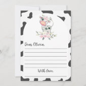 Geburtsdatum Kapsel-Merkkarte der Kuh Dankeskarte (Vorderseite)