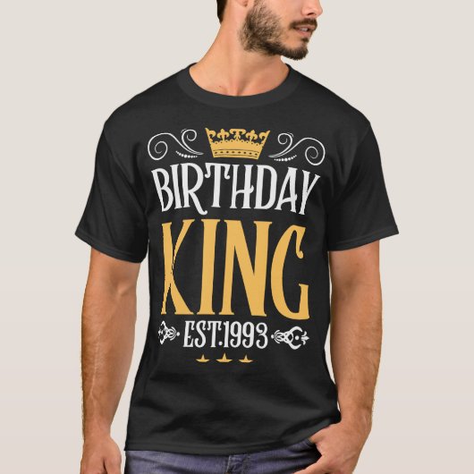 Geburtsdatum King Est 1993 Golden Crown Boys m T-Shirt (Vorderseite)