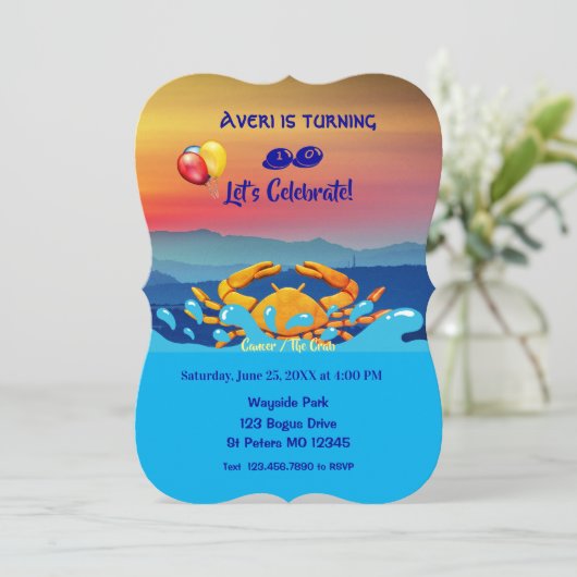 Geburtsdatum Krebs Symbol/Krebs (21. Juni - 22. Ju Einladung (Stehend Vorderseite)