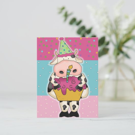 Geburtsdatum Kuh Postkarte (Stehend Vorderseite)