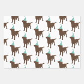 Geburtsdatum Labrador Schokolade Hund in Party Hut Geschenkpapier Set (Vorderseite 3)