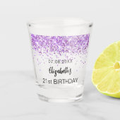 Geburtsdatum lila Glitzer Glitzern Schnapsglas (Vorderseite)