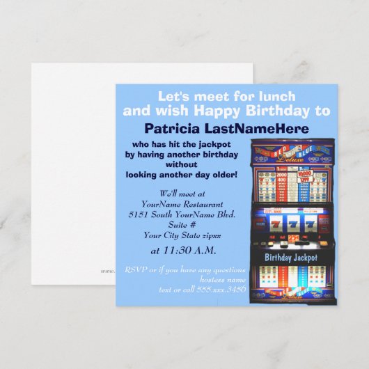 Geburtsdatum Mittagsschlauch Einladung (Vorne/Hinten)