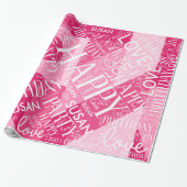 Geburtsdatum: Name der mittleren Länge Pink-ID274  Geschenkpapier (Ungerollt)