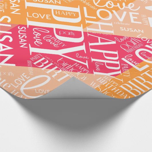 Geburtsdatum: Name Orange-ID274 mit mittlerer Läng Geschenkpapier (Ecke)