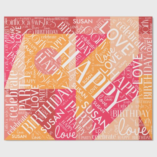 Geburtsdatum: Name Orange-ID274 mit mittlerer Läng Geschenkpapier (Flach)