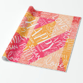 Geburtsdatum: Name Orange-ID274 mit mittlerer Läng Geschenkpapier (Ungerollt)