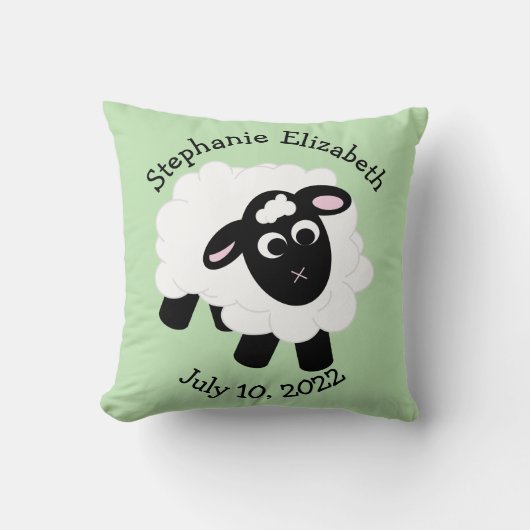 Geburtsdatum Niedlicher Cartoon Schafspilze Kissen (Vorderseite)