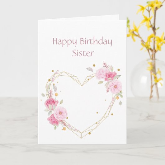 Geburtsdatum Schwester Rosa Blume Herzkarte Karte (Gelbe Blume)