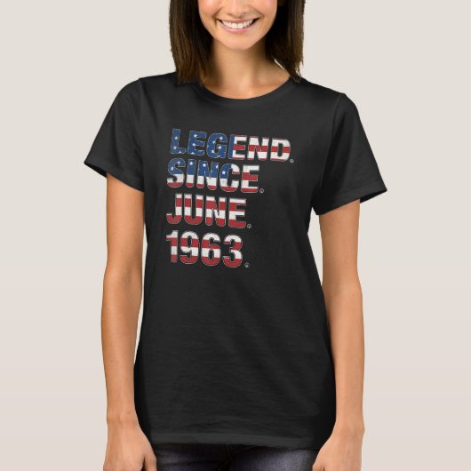 Geburtsdatum seit Juni 1963 US-amerikanische Flagg T-Shirt (Vorderseite)