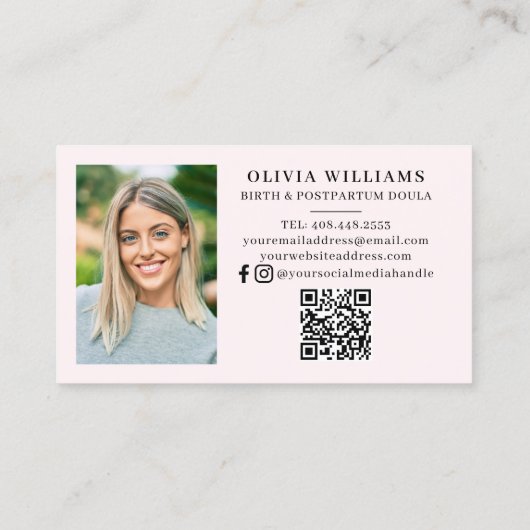 Geburtsdatum und Postpartum Doula Wasserfarbe Foto Visitenkarte (Rückseite)