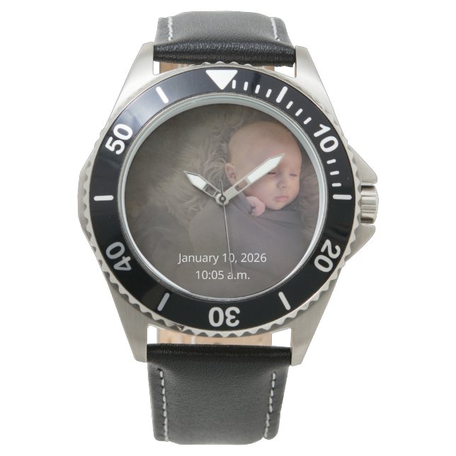 Geburtsdatum und -uhrzeit des Babys Armbanduhr (Vorderseite)