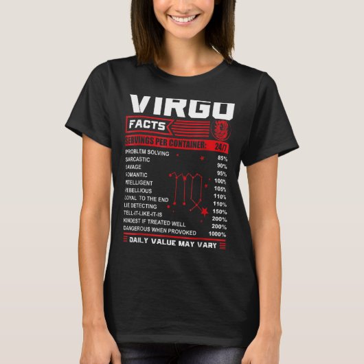 Geburtsdatum Virgo Fakten T-Shirt (Vorderseite)