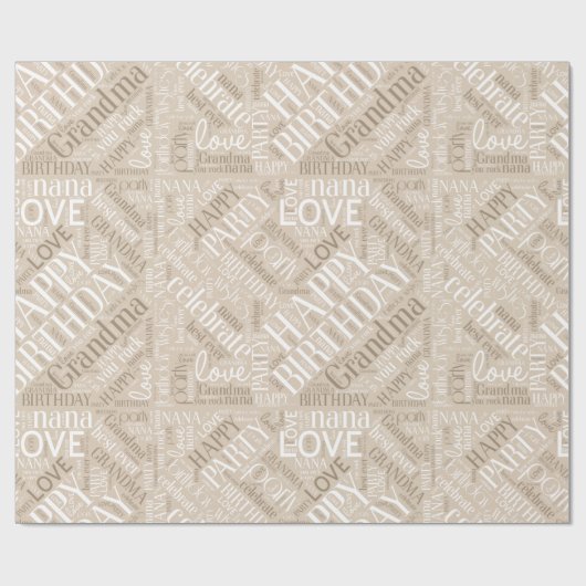 Geburtsdatum Word Cloud Oma Mocha ID276 Geschenkpapier (Flach)
