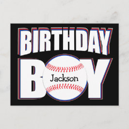Geburtsday Boy Custom Baseball Player Name Postkarte