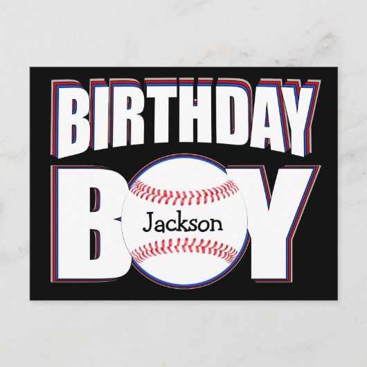 Geburtsday Boy Custom Baseball Player Name Postkarte (Vorderseite)