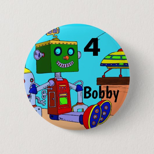 Geburtsday Robot Button Button Benutzerdefinierter (Vorderseite)