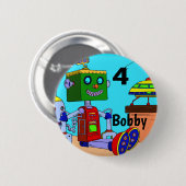 Geburtsday Robot Button Button Benutzerdefinierter (Vorne & Hinten)