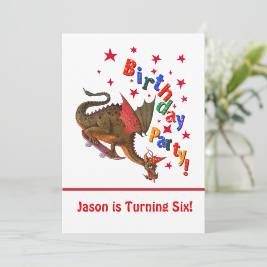 Geburtsdrache Einladung (Stehend Vorderseite)