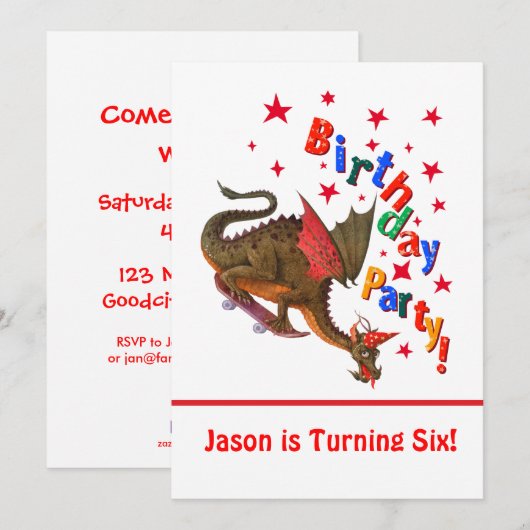 Geburtsdrache Einladung (Vorne/Hinten)