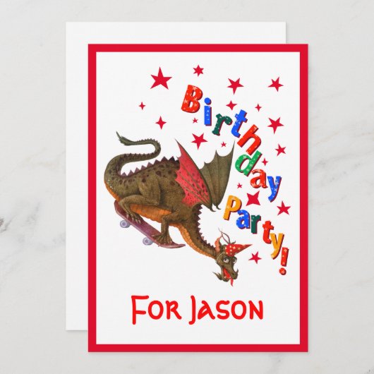 Geburtsdrache Einladung (Vorne/Hinten)