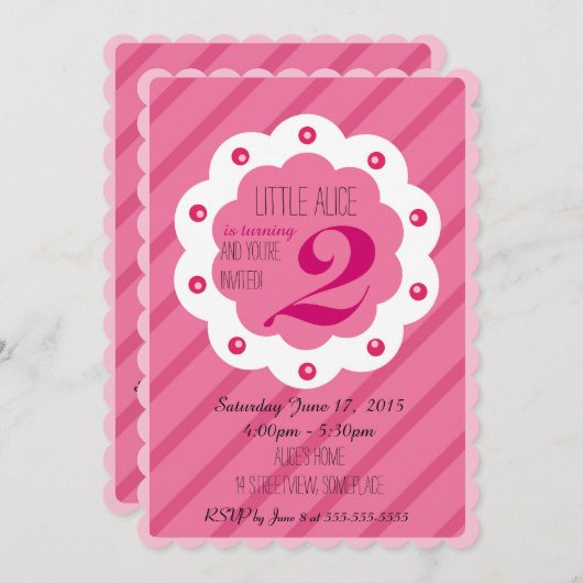 Geburtseinladung für Pink-junge Frau Einladung (Vorne/Hinten)